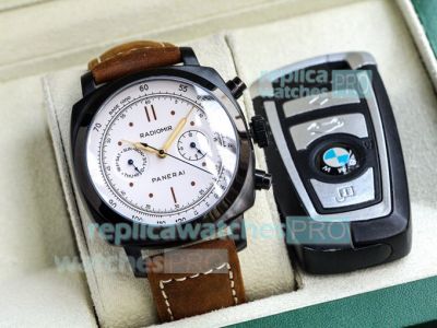 Swiss Copy Panerai Radiomir Black Steel Watch White Dial 44mm